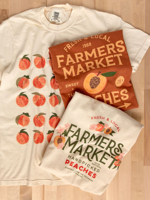 Peach Blossom Farmers Market Tee - Ivory, 3 of 7