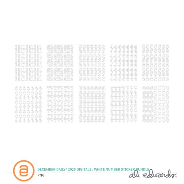 December Daily® 2025 Digital White Number Sticker Bundle, 1 of 1