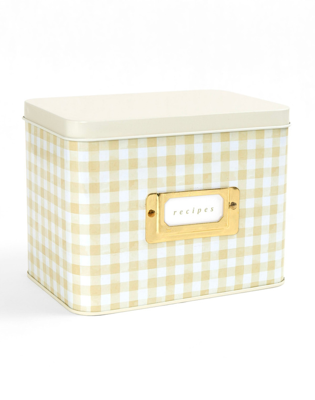 Beige Gingham Tin Recipe Box, 4 of 6