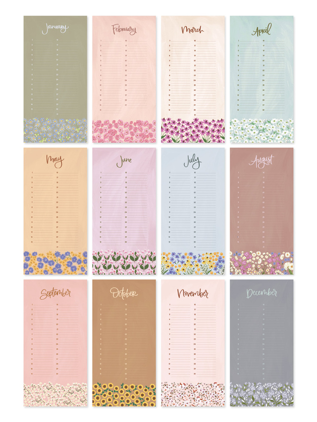 Celebrations by the Month Perpetual Wall Calendar - Floral, 6 of 6