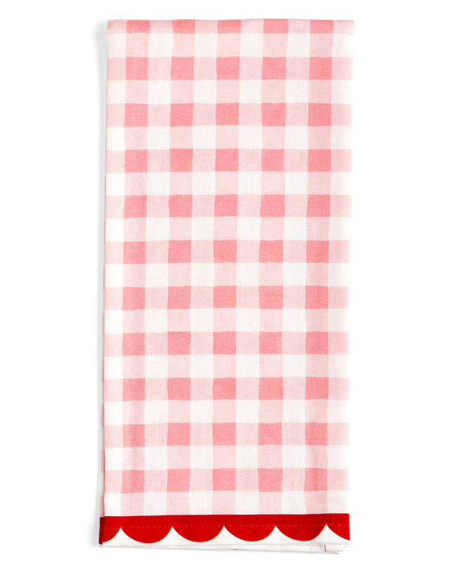 Pink Gingham Scalloped Tea Towel, 1 of 12