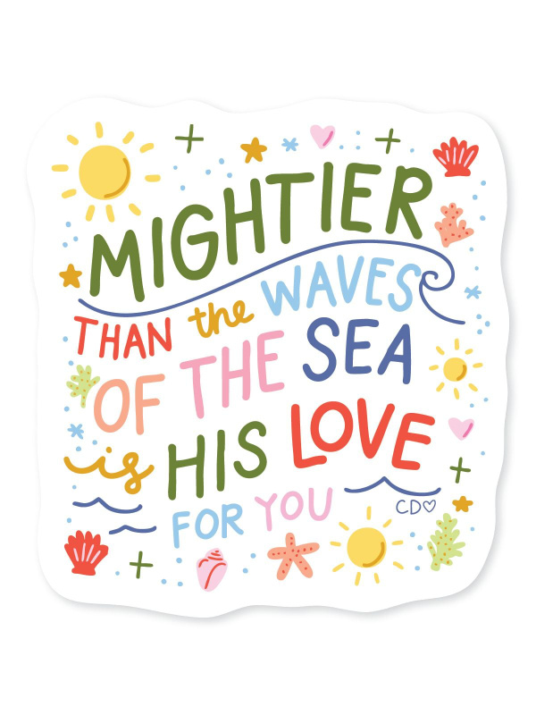 Mightier Than The Waves Coastal Faith-Inspired Decal Sticker, 4 of 4