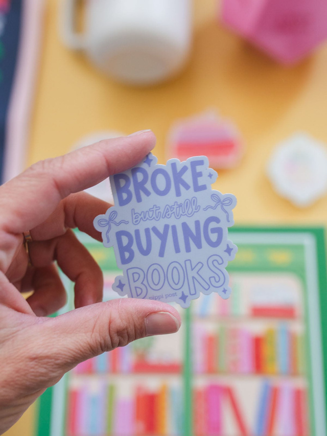 Broke But Still Buying Books Decal Sticker, 1 of 2