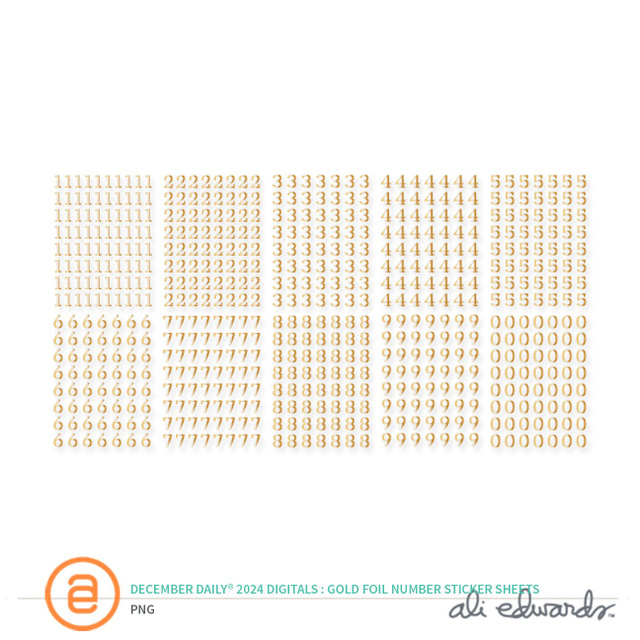 December Daily® 2024 Digital Gold Foil Number Sticker Sheets, 1 of 1
