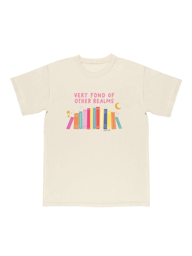 Very Fond of Other Realms Romantasy Bookshelf Tee - Ivory, 4 of 4