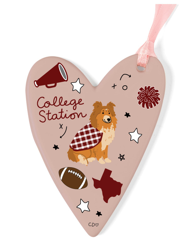 College Station Football Game Day Ceramic Christmas Ornament, 1 of 2