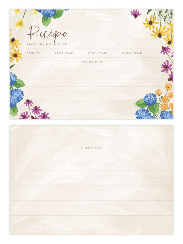 Vintage Blooms Floral Recipe Cards, 2 of 2