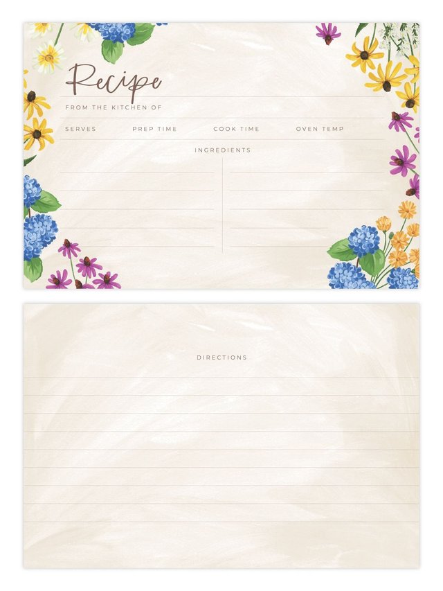 Vintage Blooms Floral Recipe Cards - Set of 50, 2 of 2