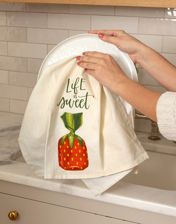 Life is Sweet Strawberry Candy Kitchen Towel, 1 of 3