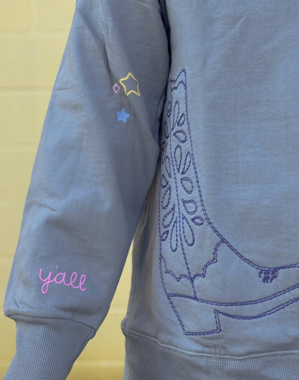 Howdy Cowgirl Boots - Callie Tunic Sweatshirt - Dusty Blue, 3 of 9