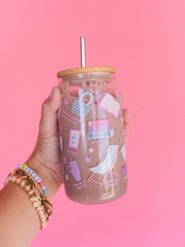 Bookish Summer Glass Can, 1 of 2