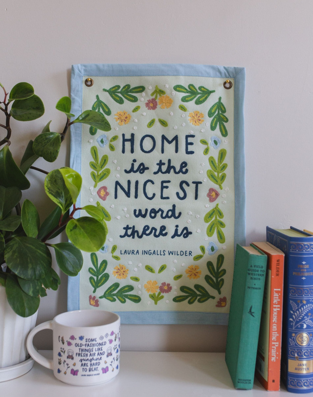 Home Little House on the Prairie Embroidered Canvas Banner, 1 of 4