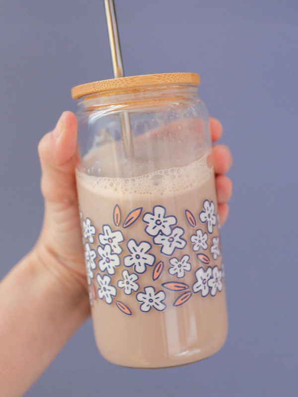 Tiny Florals Glass Can, 1 of 2