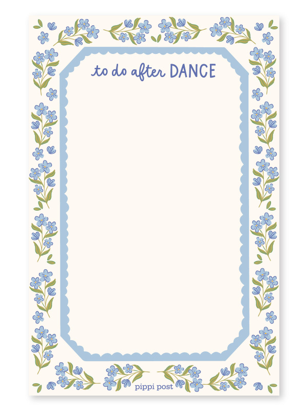 To Do After Dance Blue Floral 4×6 Notepad, 3 of 3