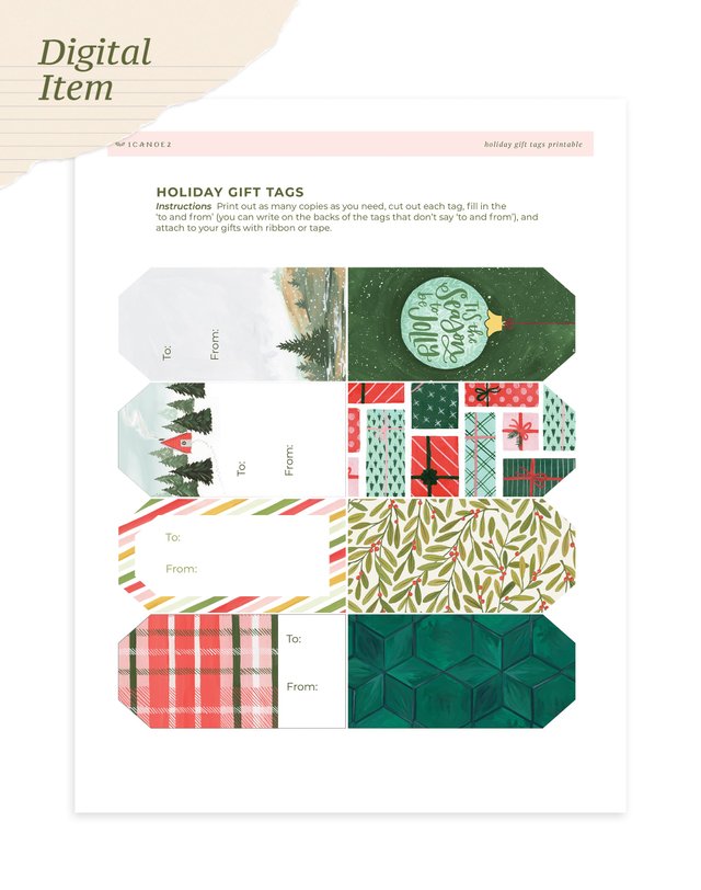 Digital Printable Holiday Gift Tags, 1 of 2