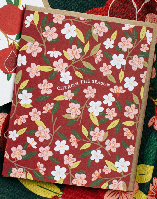Cherish The Season Floral Greeting Card, 2 of 2