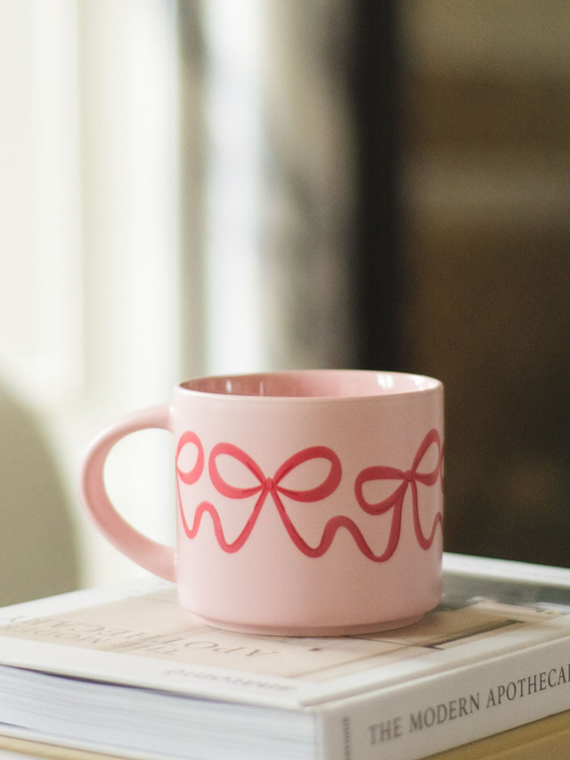 Red Coquette Bows Large Ceramic Coffee Mug, 1 of 5