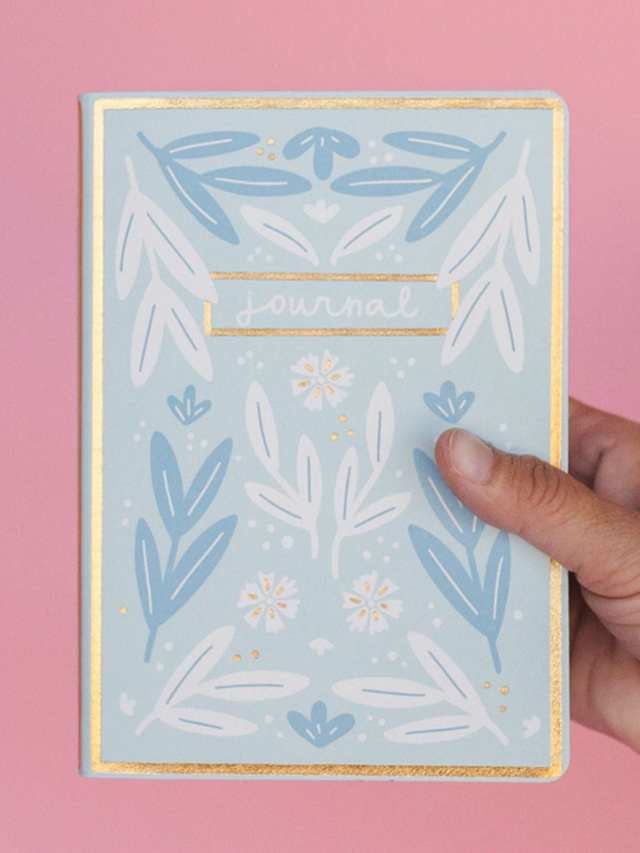 Light Blue Floral 5×7 Lined Softcover Book Journal, 1 of 6