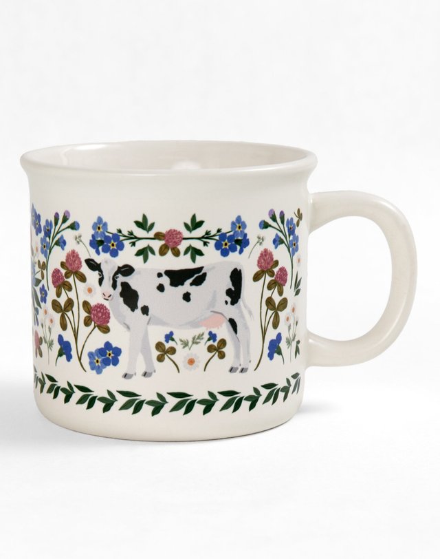 Milk Cow Folk Floral 14oz Ceramic Coffee Mug, 1 of 1