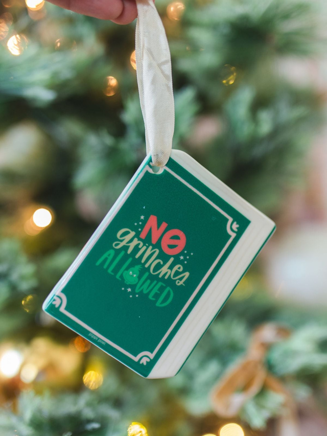 No Grinches Allowed Christmas Book Ornament, 2 of 3