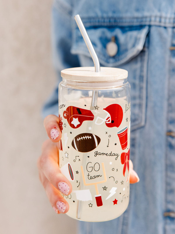 Norman Football Game Day Glass Can, 1 of 3