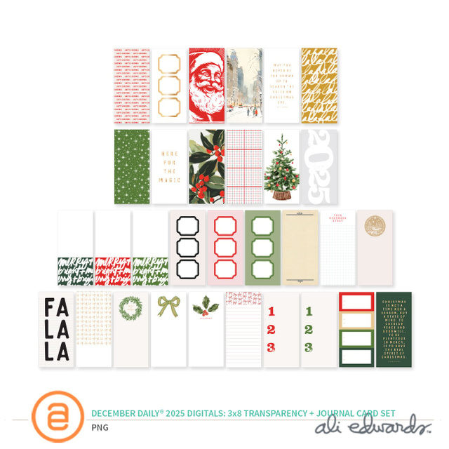 December Daily® 2025 Digital 3×8 Transparency & Cardstock Journal Card Set, 1 of 1