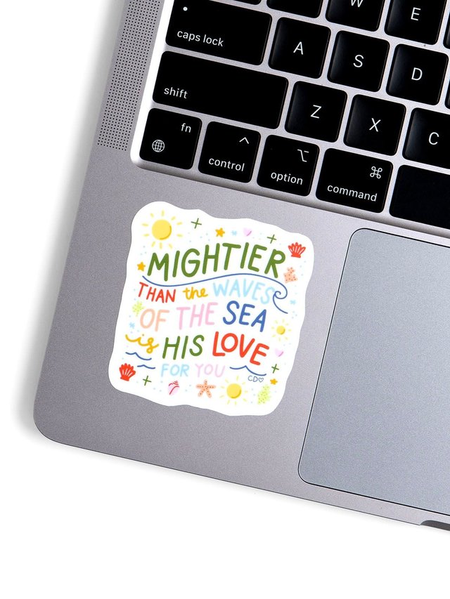 Mightier Than The Waves Coastal Faith-Inspired Decal Sticker, 2 of 4