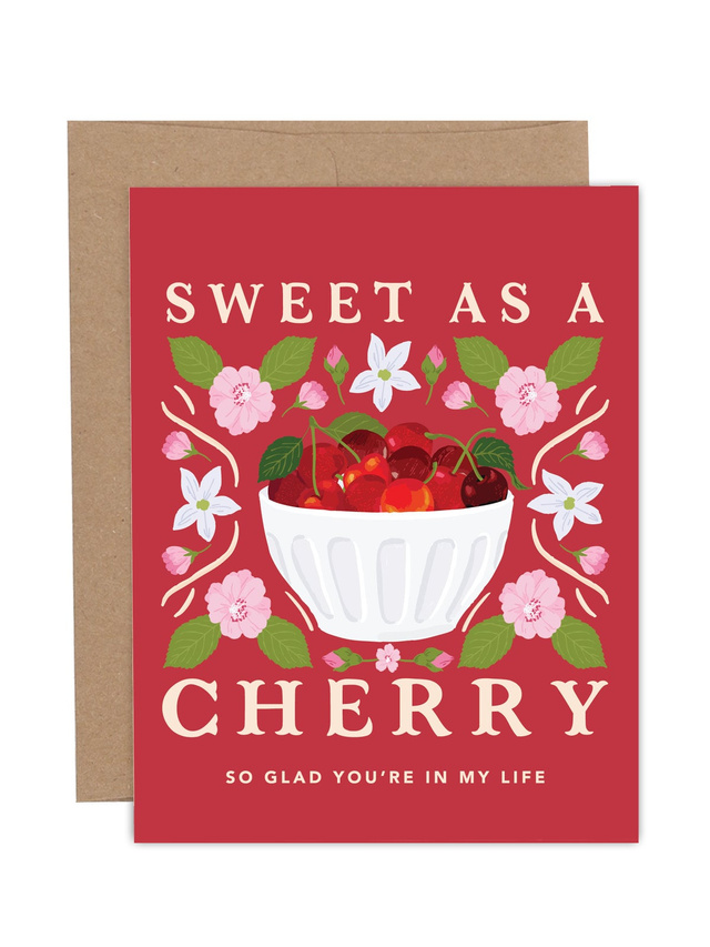 Sweet As A Cherry Love + Friendship Greeting Card, 1 of 1