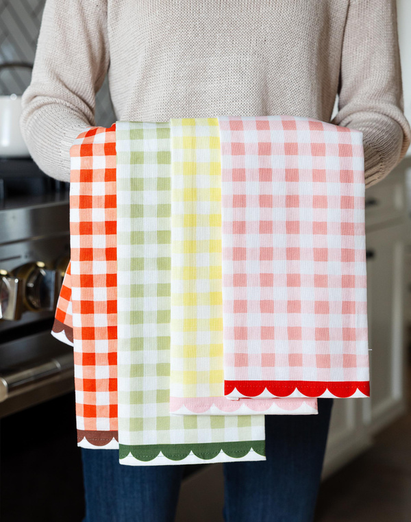 Yellow Gingham Scalloped Tea Towel, 7 of 11