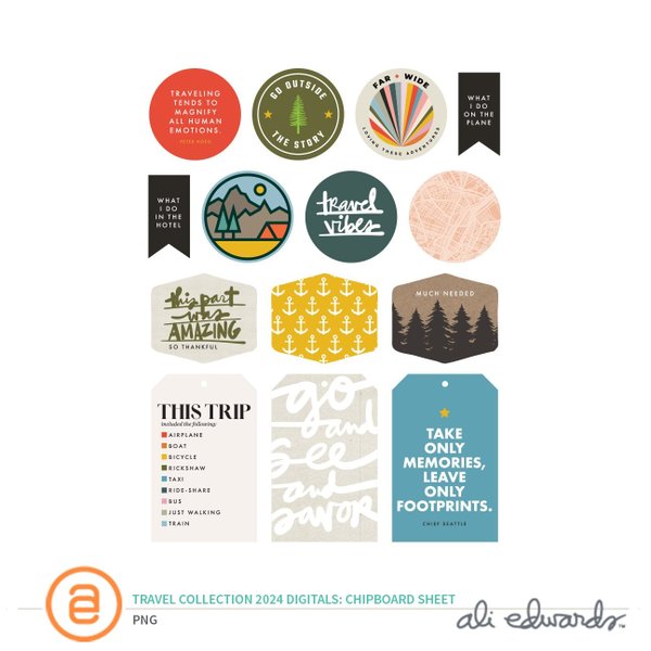 Travel Collection 2024 Digital Chipboard Sheet, 1 of 1