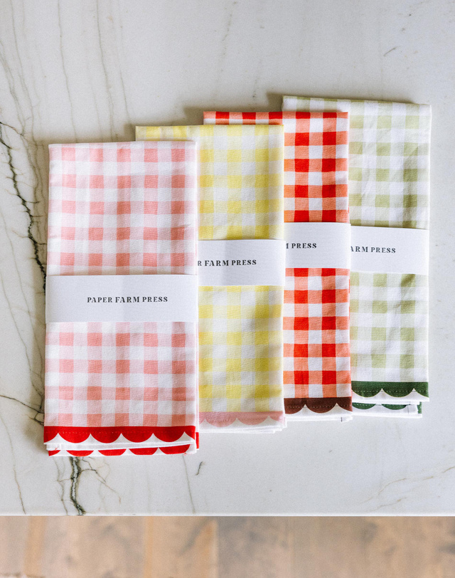 Green Gingham Scalloped Tea Towel, 7 of 11