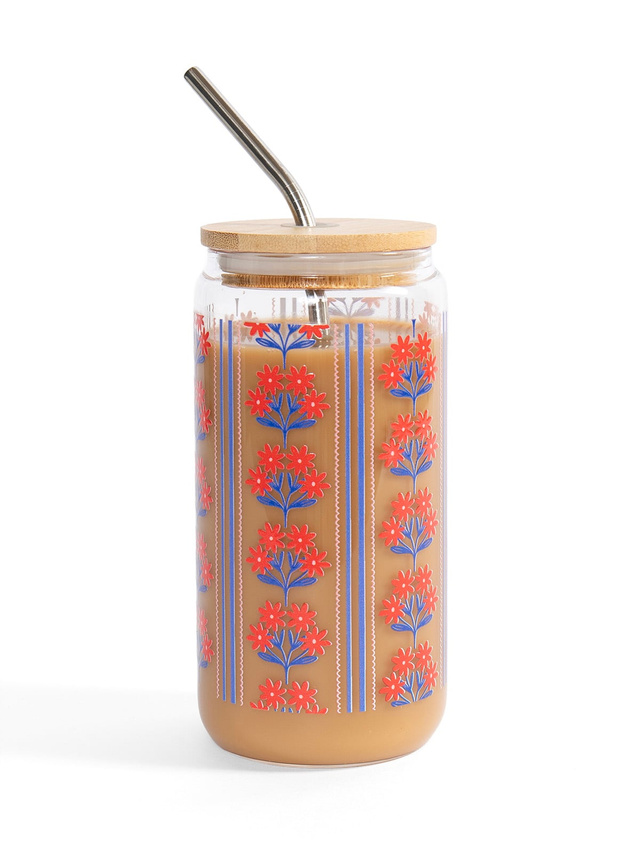 Floral Americana Glass Can, 3 of 3