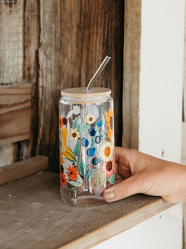 Sunflowers Glass Can, 3 of 5