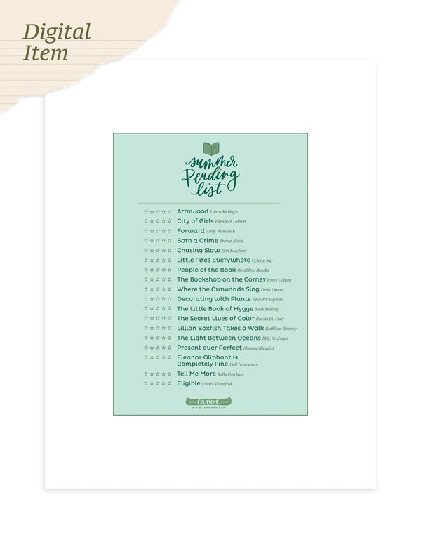 Digital Printable Summer Reading Checklist, 1 of 2