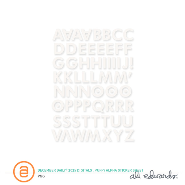 December Daily® 2025 Digital Puffy Alphabet Sticker Sheet, 1 of 1