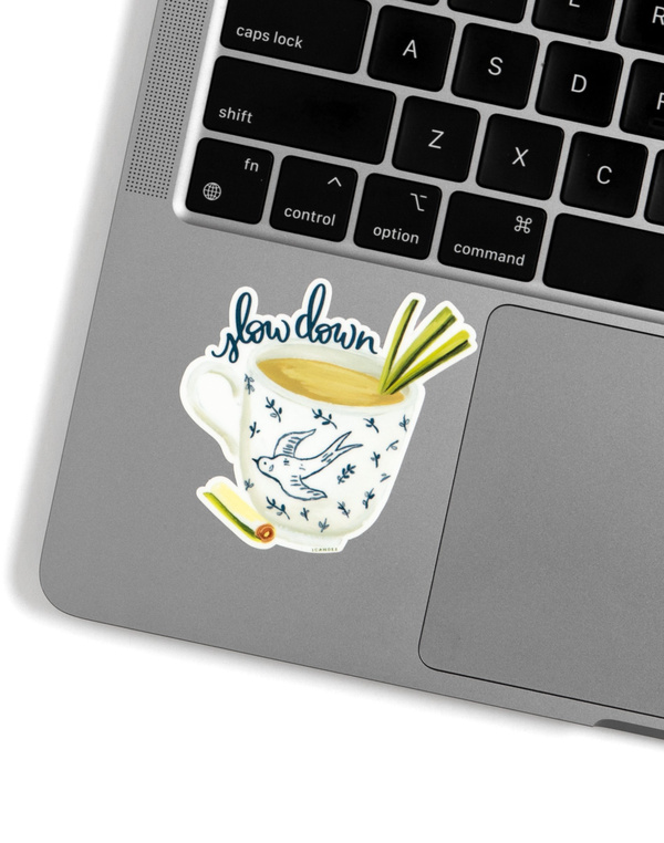 Slow Down Teacup Decal Sticker, 1 of 1