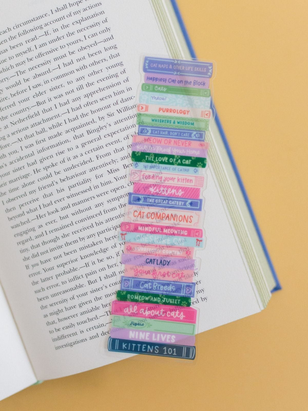 Cat Lover Book Stack Transparent Bookmark, 1 of 2