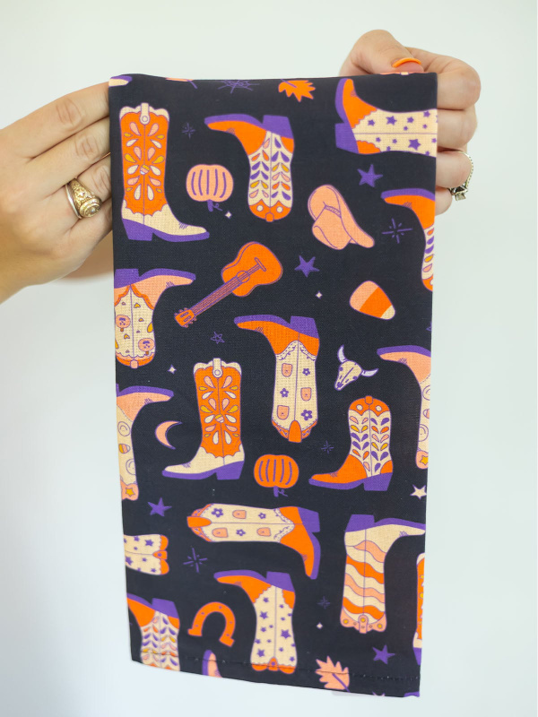 Halloween Western Cowgirl Boots Tea Towel, 2 of 2