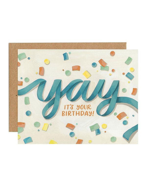Birthday Ribbon Yay Greeting Card, 1 of 1