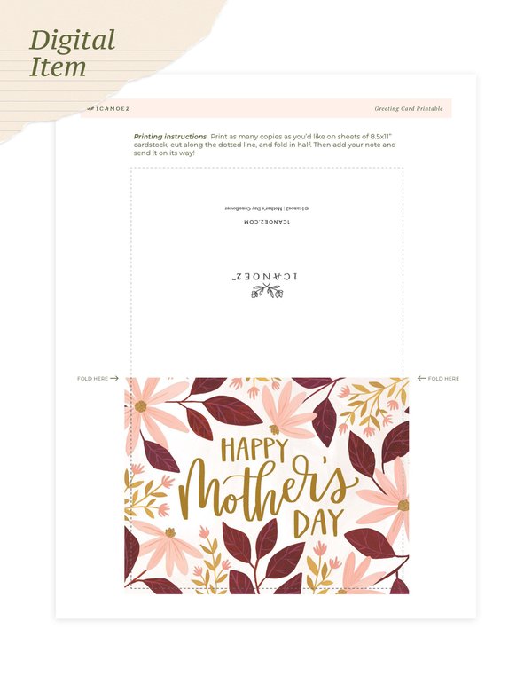 Digital Printable Mother’s Day Coneflower Greeting Card, 1 of 1