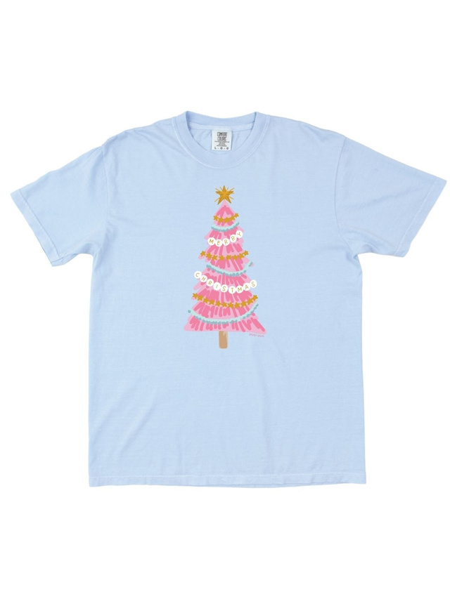 Merry Christmas Pink Tree Tee - Hydrangea, 3 of 3