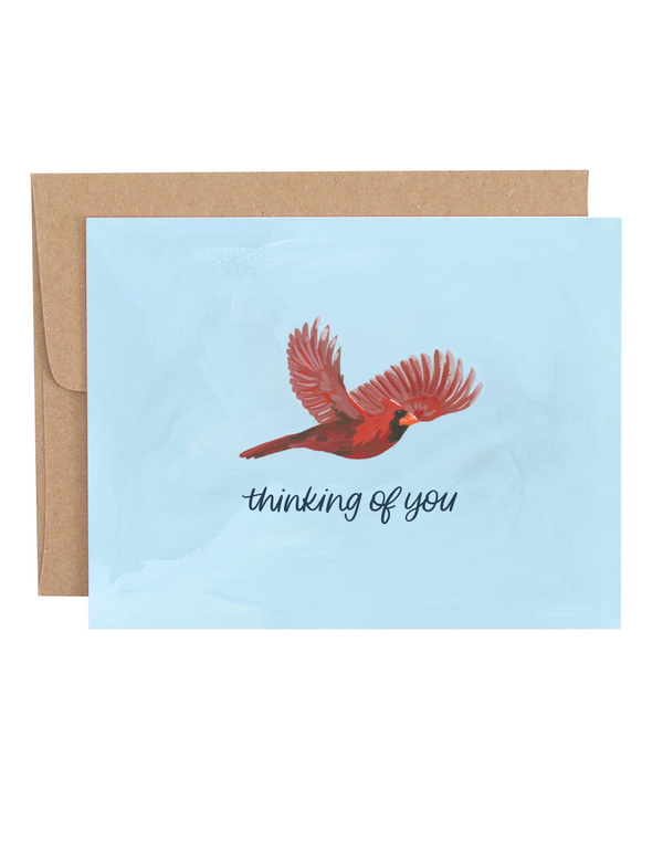 Thinking Of You Cardinal Bird Sympathy Greeting Card, 1 of 1