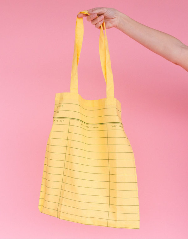 Yellow Library Card Lightweight Foldable Tote Bag, 3 of 6