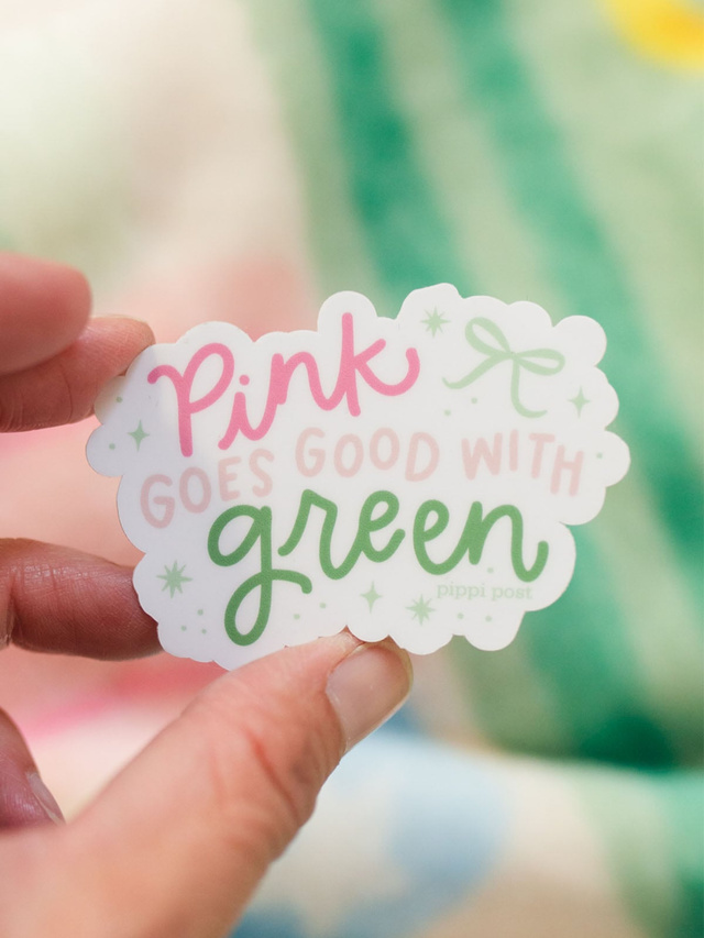 Pink Goes Good With Green Decal Sticker, 1 of 3