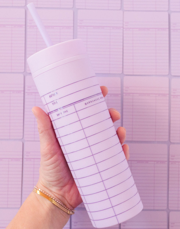 Library Card 16oz Skinny Acrylic Tumbler - Lilac, 2 of 4