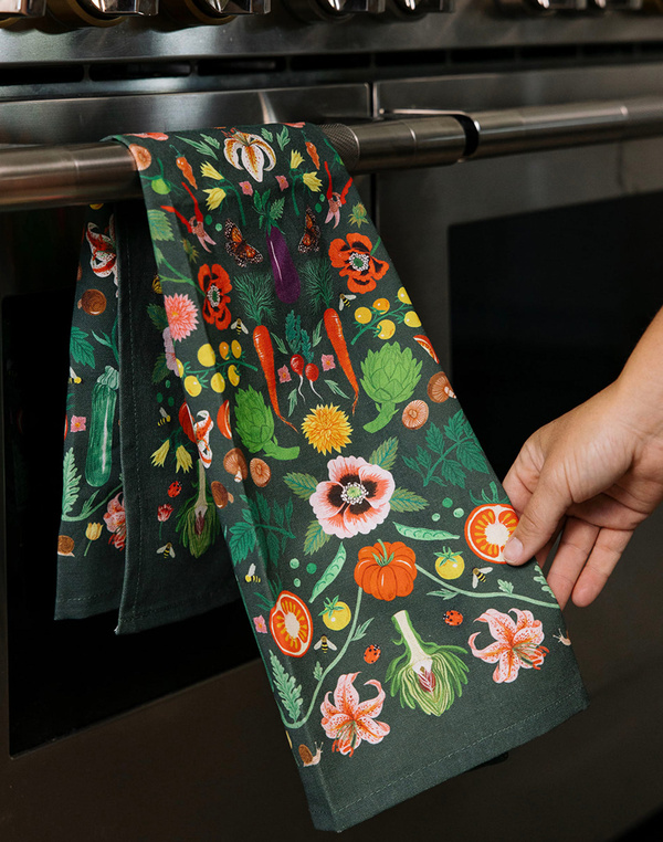 Veggies Folk Floral Tea Towel, 4 of 8