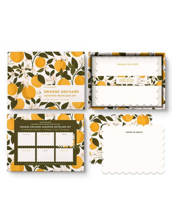 Orange Orchard Assorted Notecard Set, 1 of 5