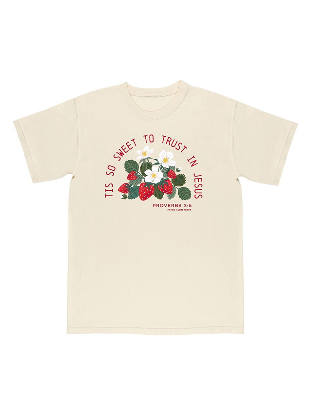 Tis So Sweet To Trust In Jesus Strawberry Faith Tee - Ivory, 5 of 5