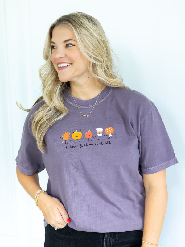 I Love Fall Most of All Tee - Wine, 1 of 3