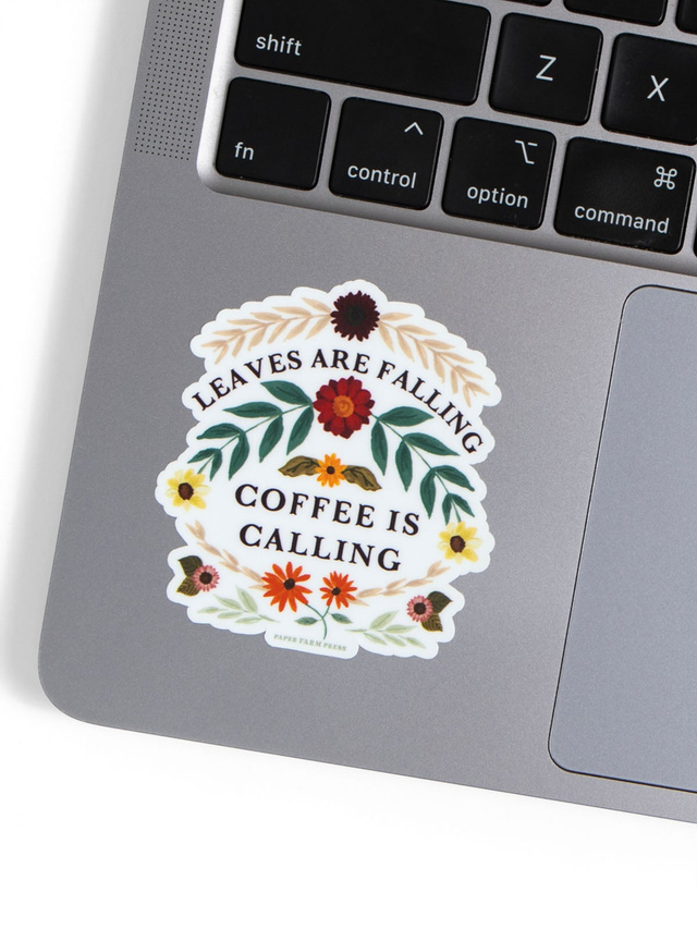 Leaves Are Falling Coffee Is Calling Decal Sticker, 2 of 5